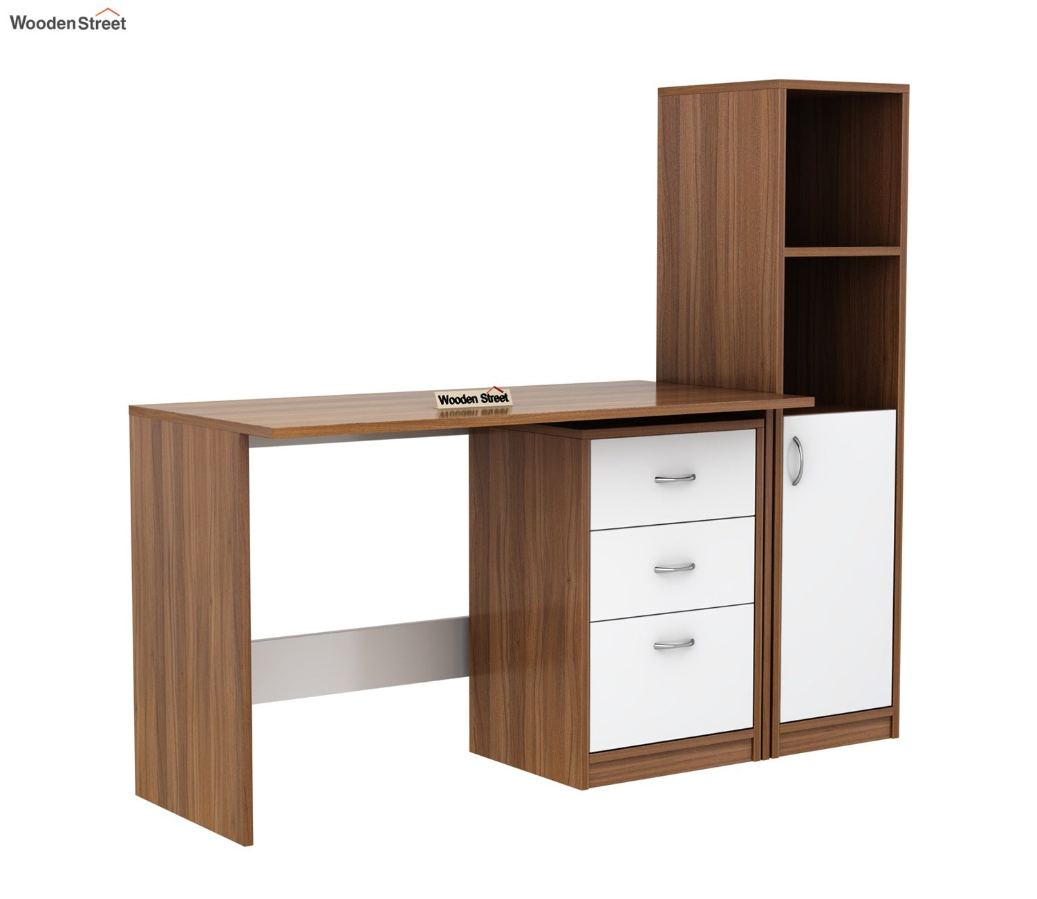 Calisto Engineered Wood Study Table (Exotic Teak Frosty White)