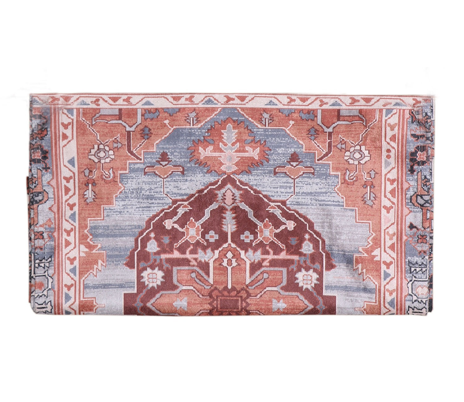 Grey and Orange Velvet Printed Table Runner (72 x 14 inches)