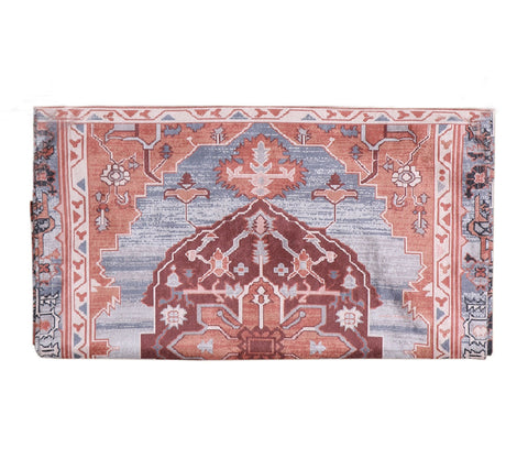 Grey and Orange Velvet Printed Table Runner (72 x 14 inches)