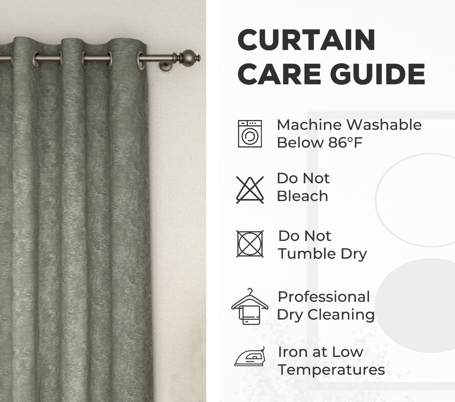 Solid Grey Light-Filtering Door Curtains Set of 2 (Grey, 7 Feet)