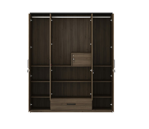 Kosmo Hover 4 Door Engineered Wood Wardrobe With Mirror