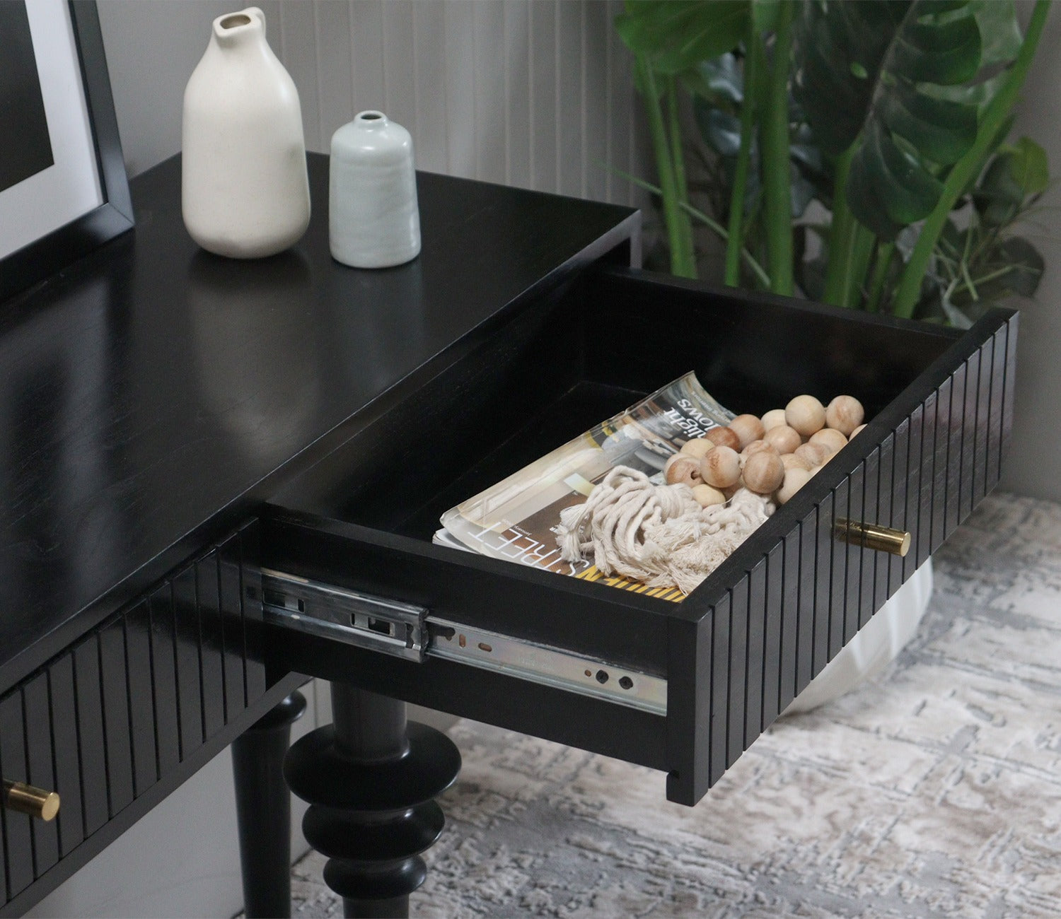 Ekam Console Table (Black Finish)