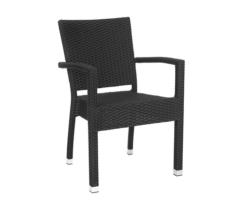 Black Rattan And Wicker Patio Chair (Set Of 2)