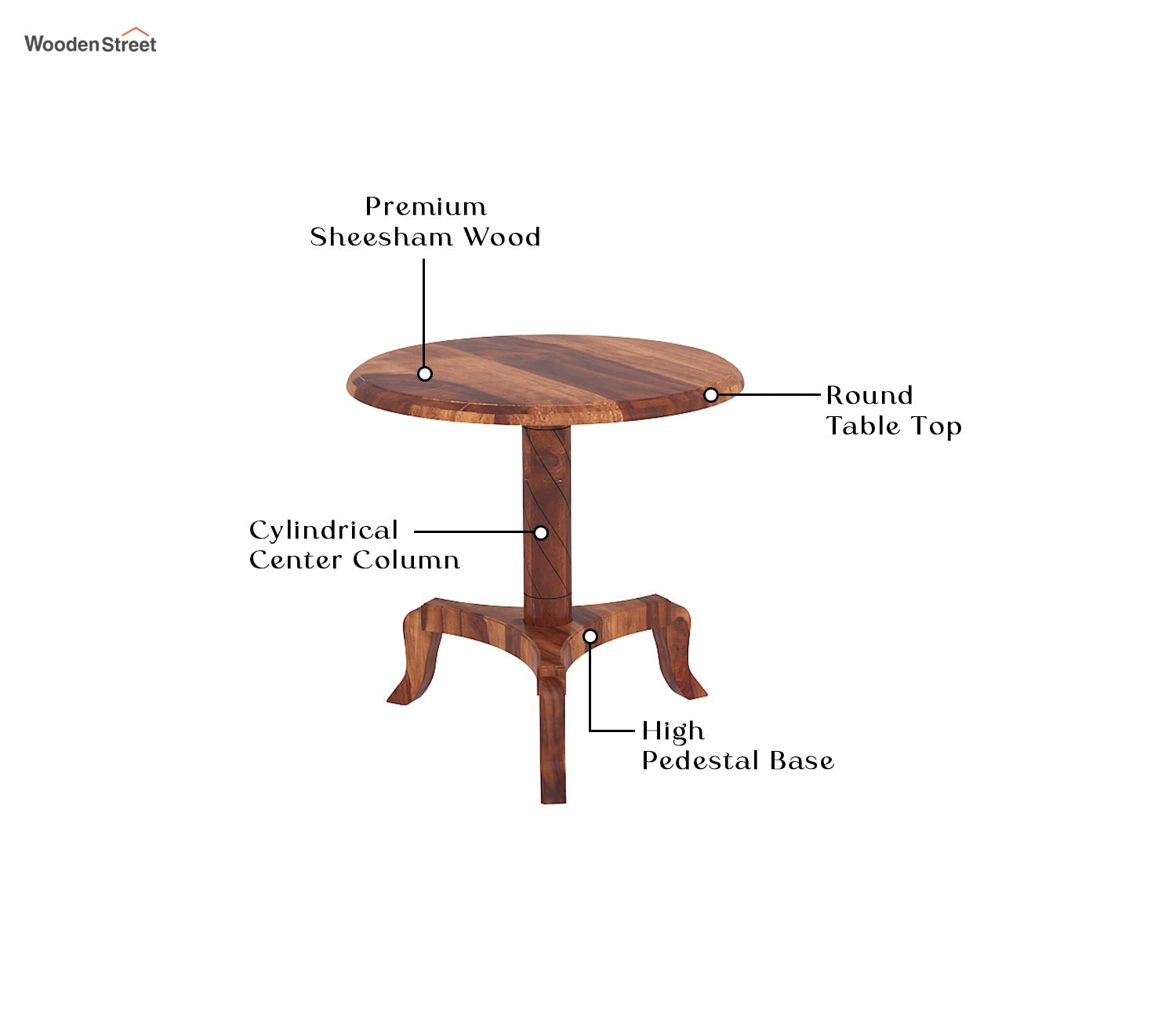Arctic Sheesham Wood Round Stool (Honey Finish)
