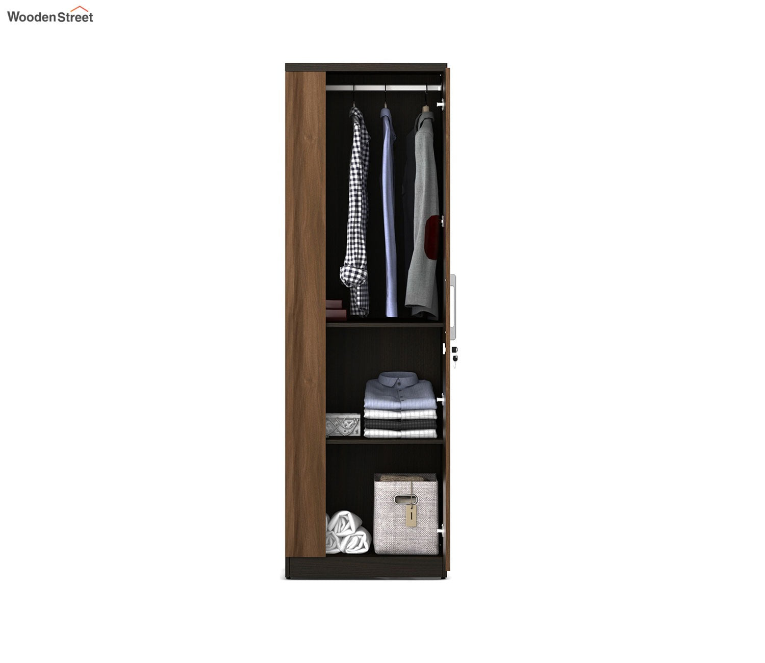 Kosmo Ken 1 Door Engineer Wood Wardrobe With Mirror