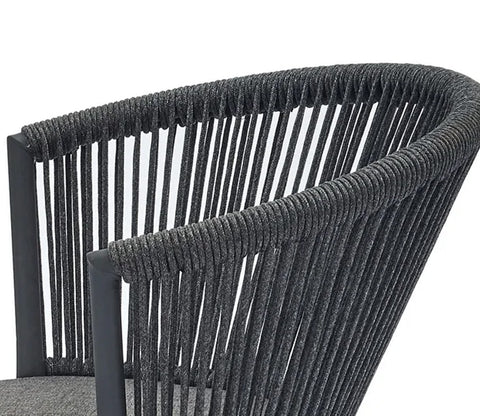 Grey Rope 2 Seater Chair Set With Round Table And Grey Cushions