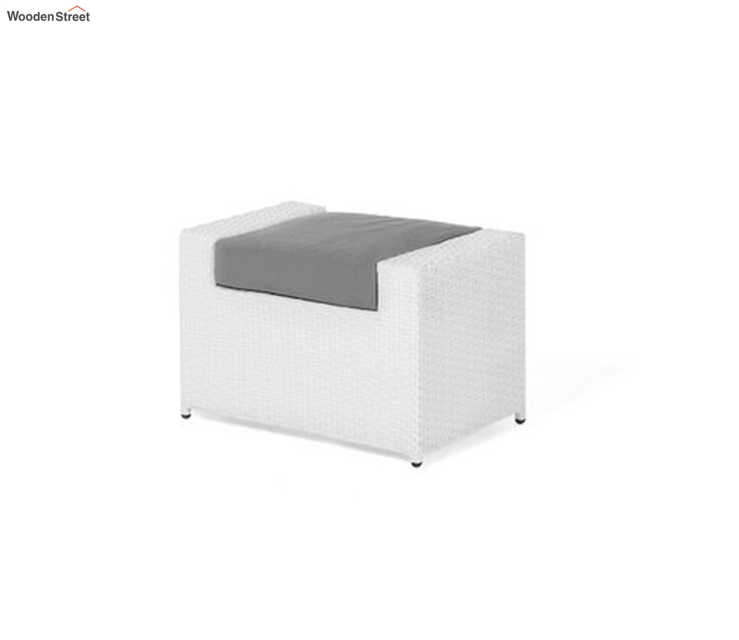 White 6 Seater Outdoor Furniture Set With Grey Cushions