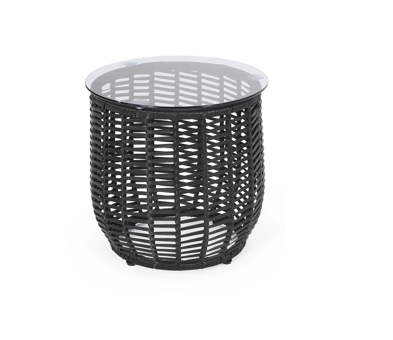 Black Rope 2 Seater Chair With Table And Grey Cushions Balcony Set