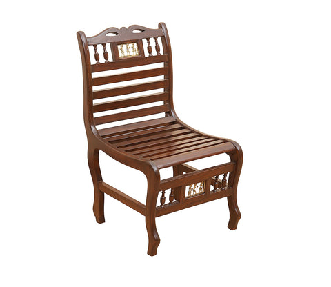 Costa Bench Chair in Striped Wood Pattern created in Walnut Finish Teakwood