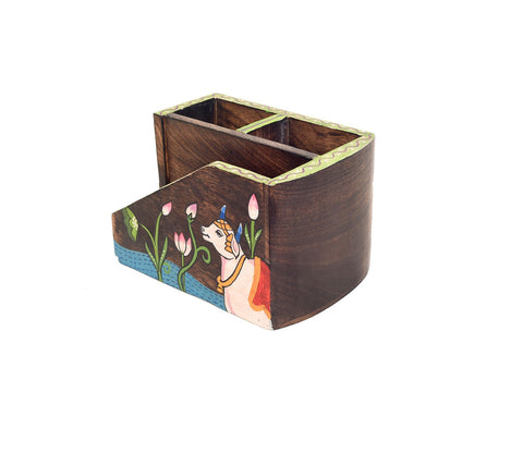Pichhwai Dhenu Wooden Cutlery Storage Stand