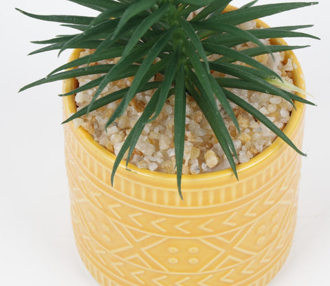 Beamify Ceramic Pot With Artificial Flowers (Yellow)
