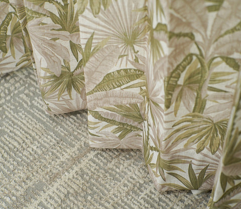 Palm Tree 1 Piece Light-Filtering Curtain (Green, 7 Feet)