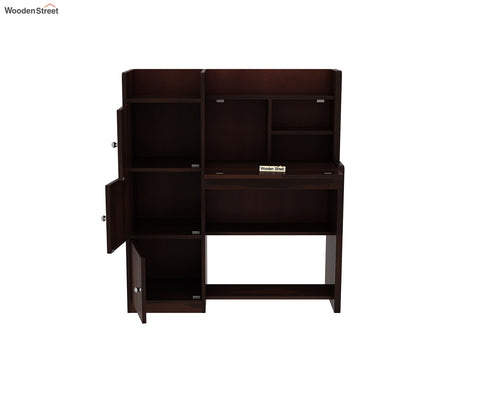 Candy Sheesham Wood Study Table with Three Cabinets & Open Shelves (Walnut Finish)