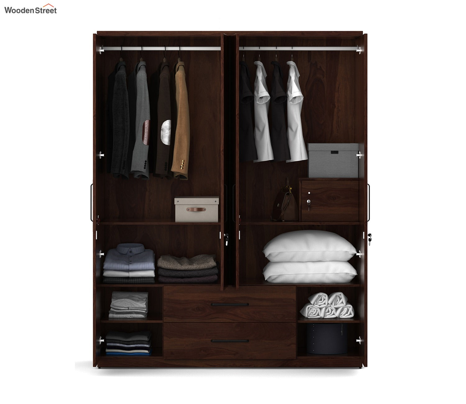 Kosmo Lauren 4 Door Wardrobe With Mirror (Exotic Teak Finish)