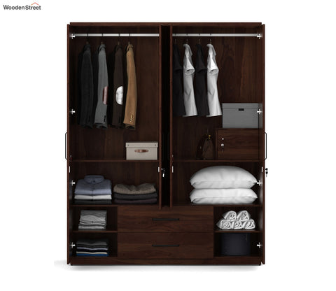 Kosmo Lauren 4 Door Wardrobe With Mirror (Exotic Teak Finish)