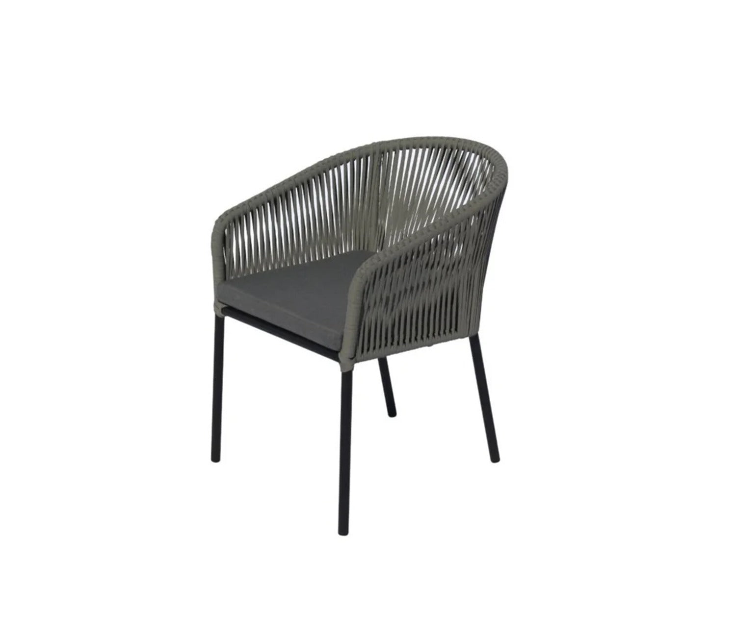 Black Rope 2 Seater Chair Set With Grey Cushions Color