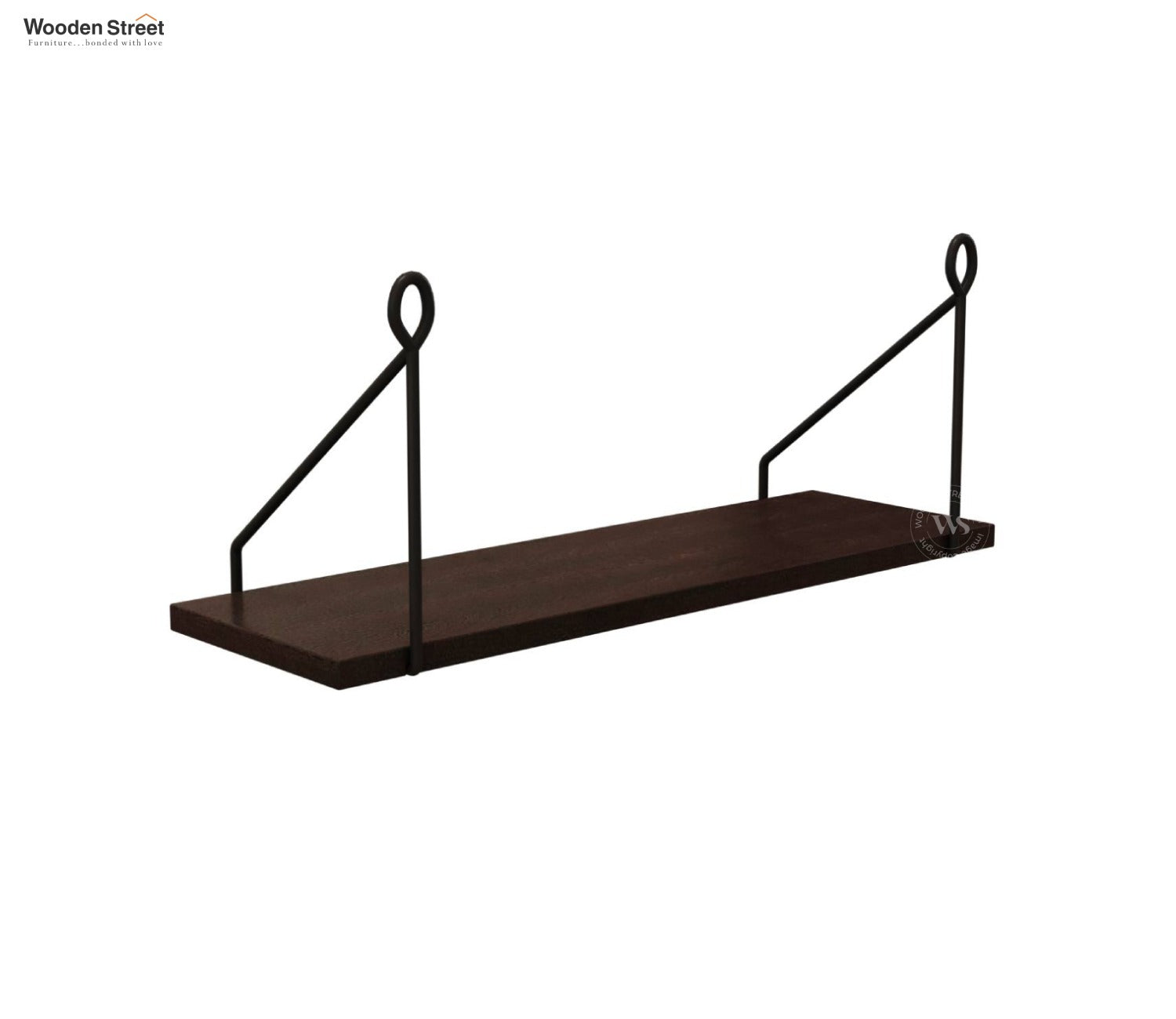 Luna Hanging Wall Shelf, Metallic Black & White Combination Wall Mounted Shelves for Living Room/Bedroom - Set of 2 (Flowery Wenge)
