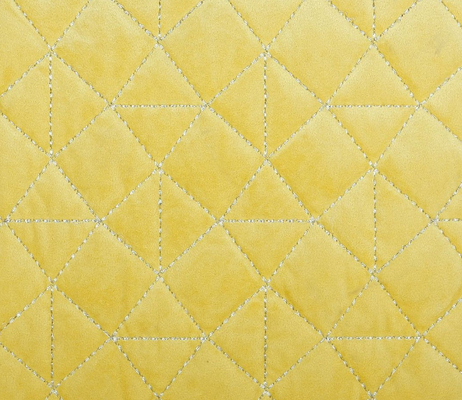 Velvet Quilted Cushion Cover - Set Of 2 (Yellow, 18 x 18 inch)