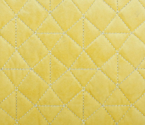 Velvet Quilted Cushion Cover - Set Of 2 (Yellow, 18 x 18 inch)