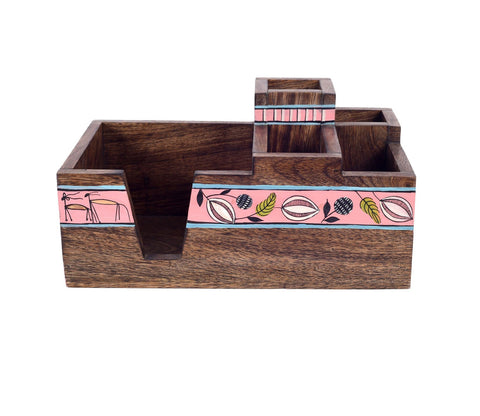 Leafy Charm Wooden Cutlery Holder
