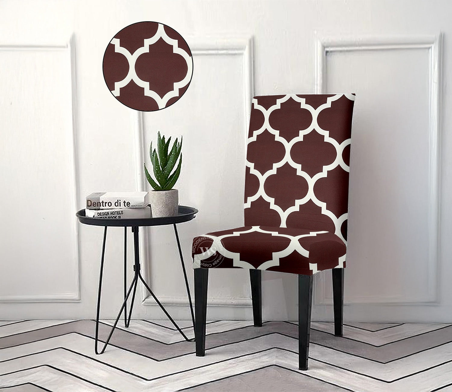 Terria Printed Polyester Spandex Chair Cover - One Piece (Brown)