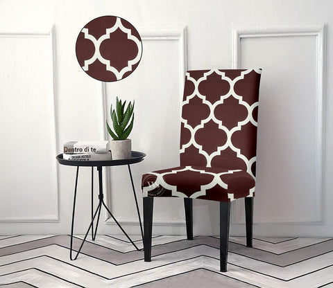Terria Printed Polyester Spandex Chair Cover - One Piece (Brown)