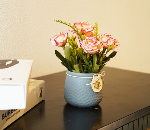 Artificial Flower With Ceramic Pot (Grey)
