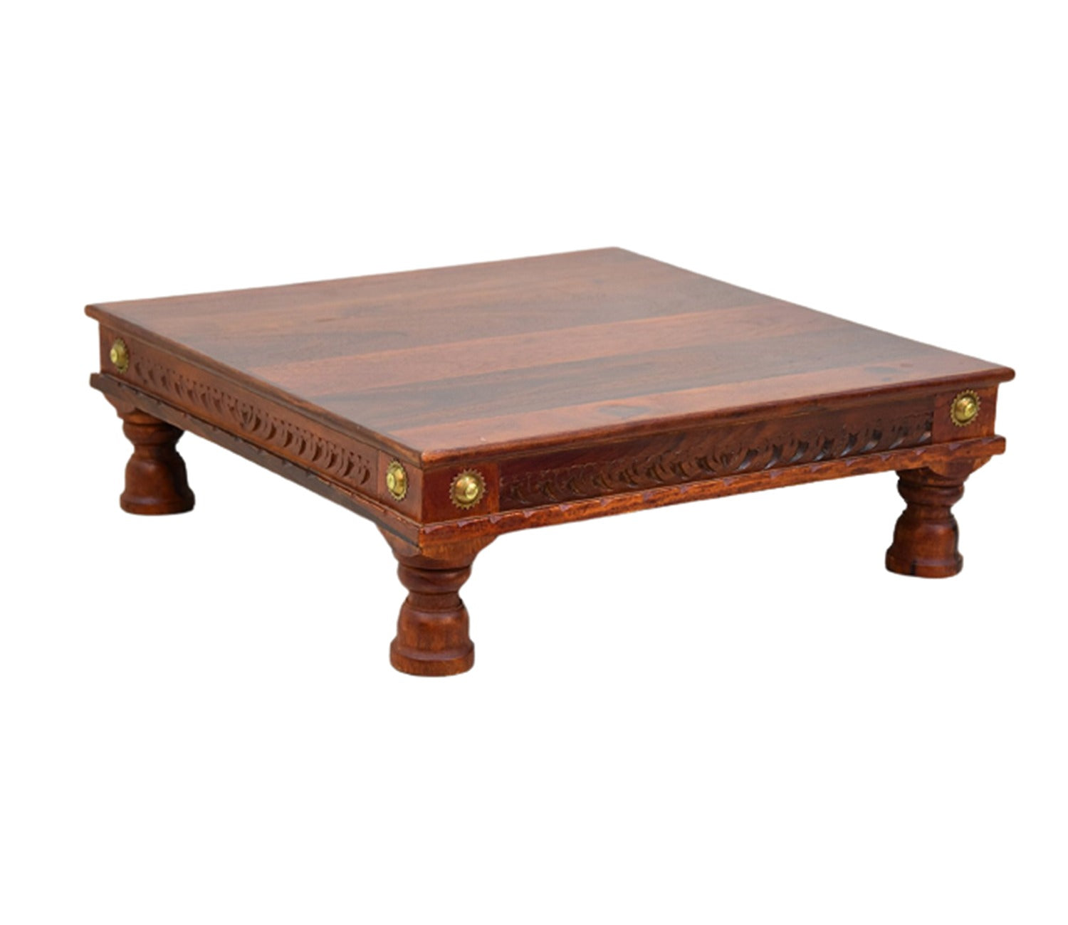 Brown And Gold Wooden Chowki