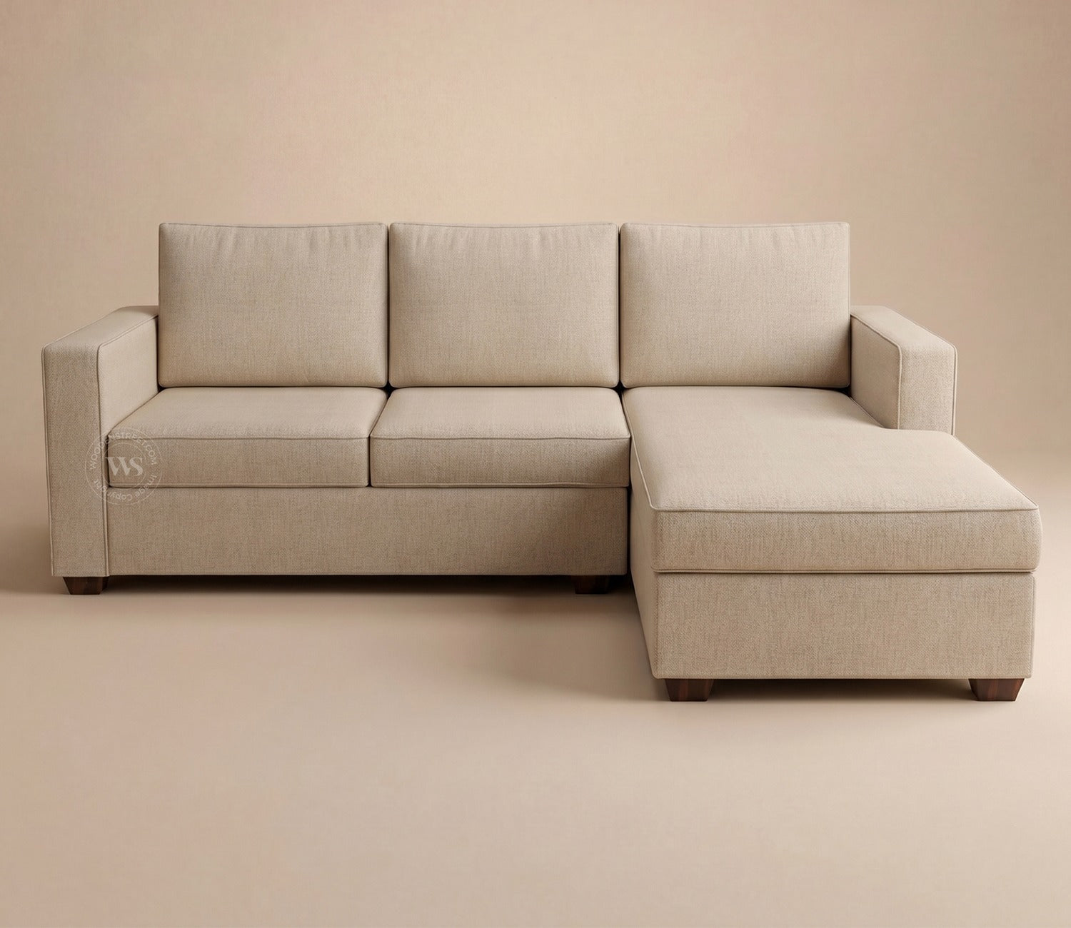 Albus L-Shape 4 Seater Sofa (Cotton, Jade Ivory)