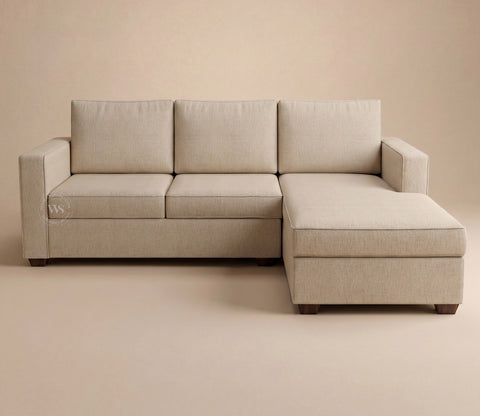 Albus L-Shape 4 Seater Sofa (Cotton, Jade Ivory)
