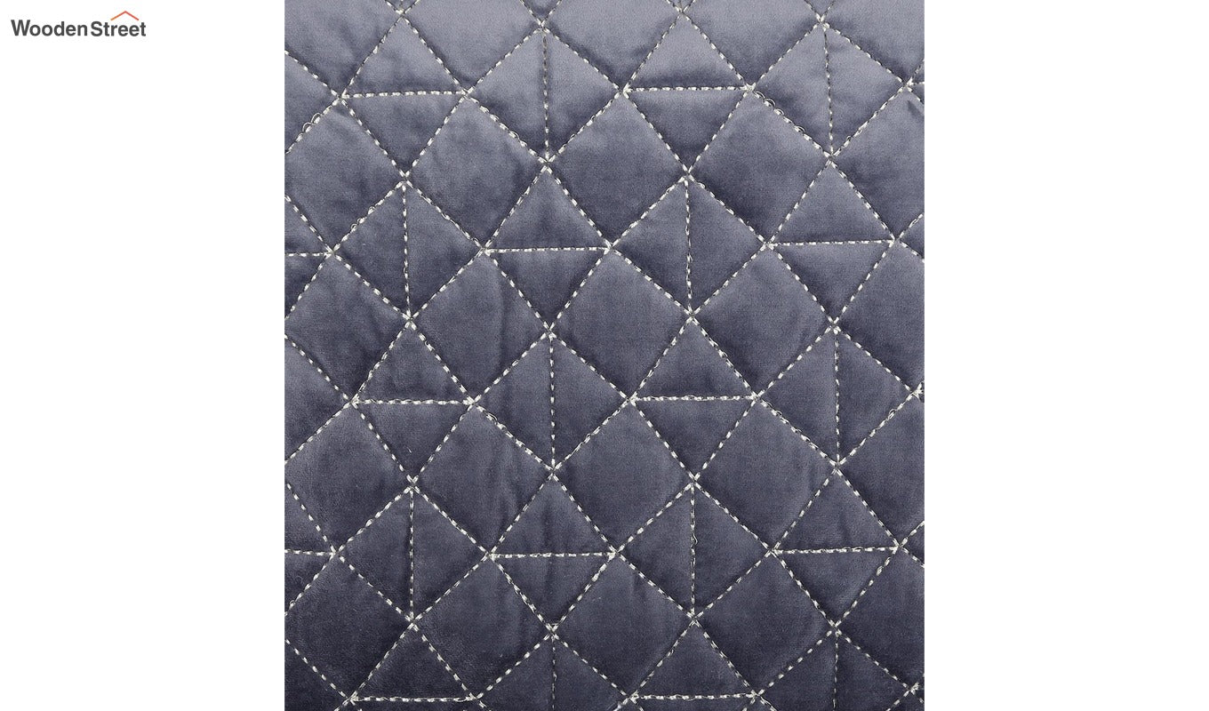 Velvet Quilted Cushion Cover - Set Of 1 (Grey, 18 x 18 inch)