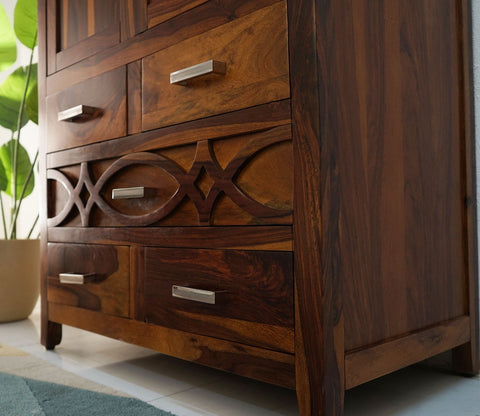 Allan Sheesham Wood 2 Door Wardrobe (Honey Finish)