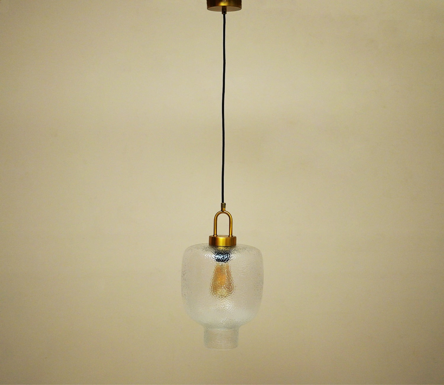 Elision Textured Glass and Metal Hanging Light (Gold, M)