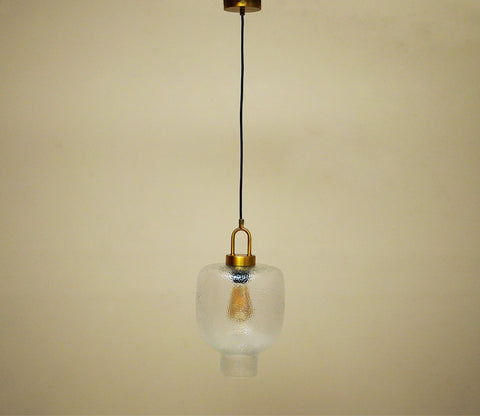 Elision Textured Glass and Metal Hanging Light (Gold, M)