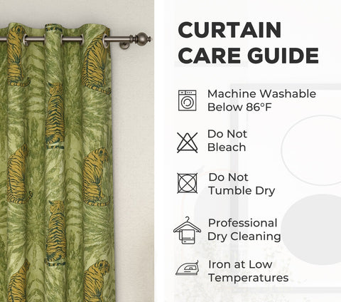 Leopard Print Light-Filtering Door Curtains Set of 2 (Green, 7 Feet)