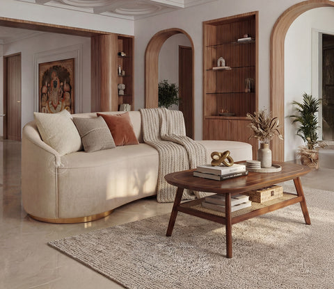 Osbert 3 Seater Curved Sofa (Cotton, Jade Ivory)