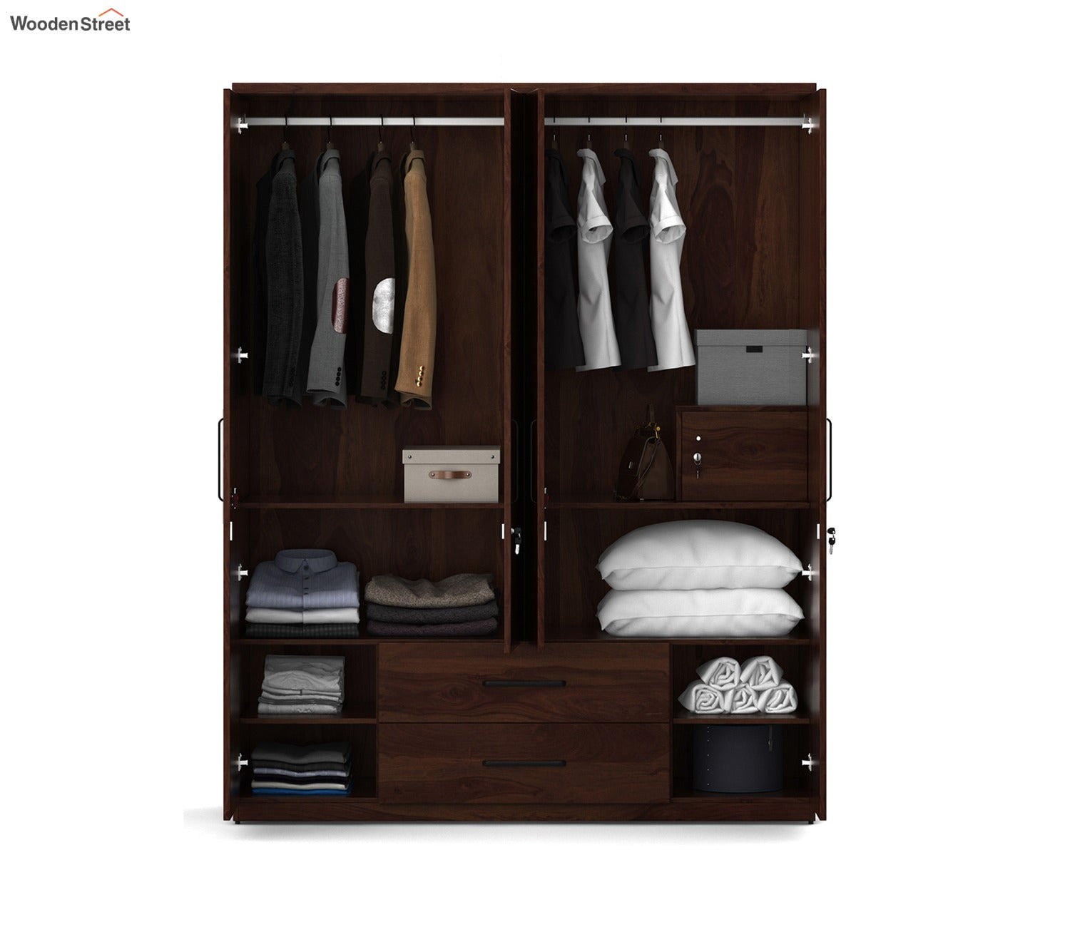 Kosmo Lauren 4 Door Wardrobe Without Mirror (Exotic Teak Finish)