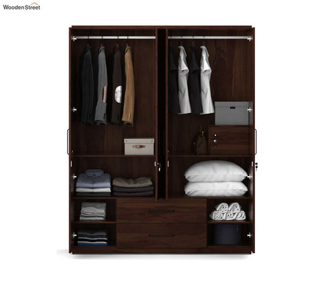 Kosmo Lauren 4 Door Wardrobe Without Mirror (Exotic Teak Finish)