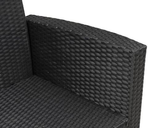 Black Rattan And Wicker 8 Seater Patio Set With Table And Grey Cushions
