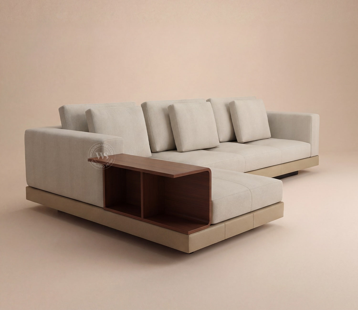 Matrix L-Shape Left Align 5 Seater Premium Sectional Fabric Sofa (Cottage Ivory)