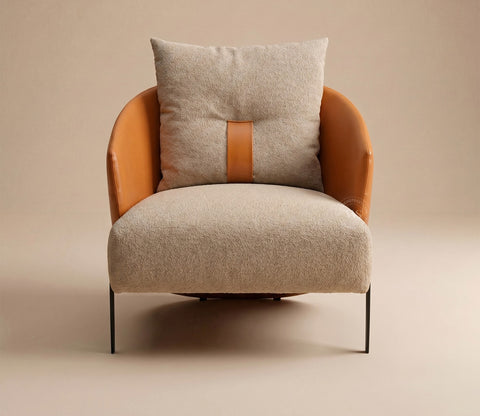 Velora Premium Lounge Chair With Leatherette Backrest & Plush Fabric Seating (Dual Tone)