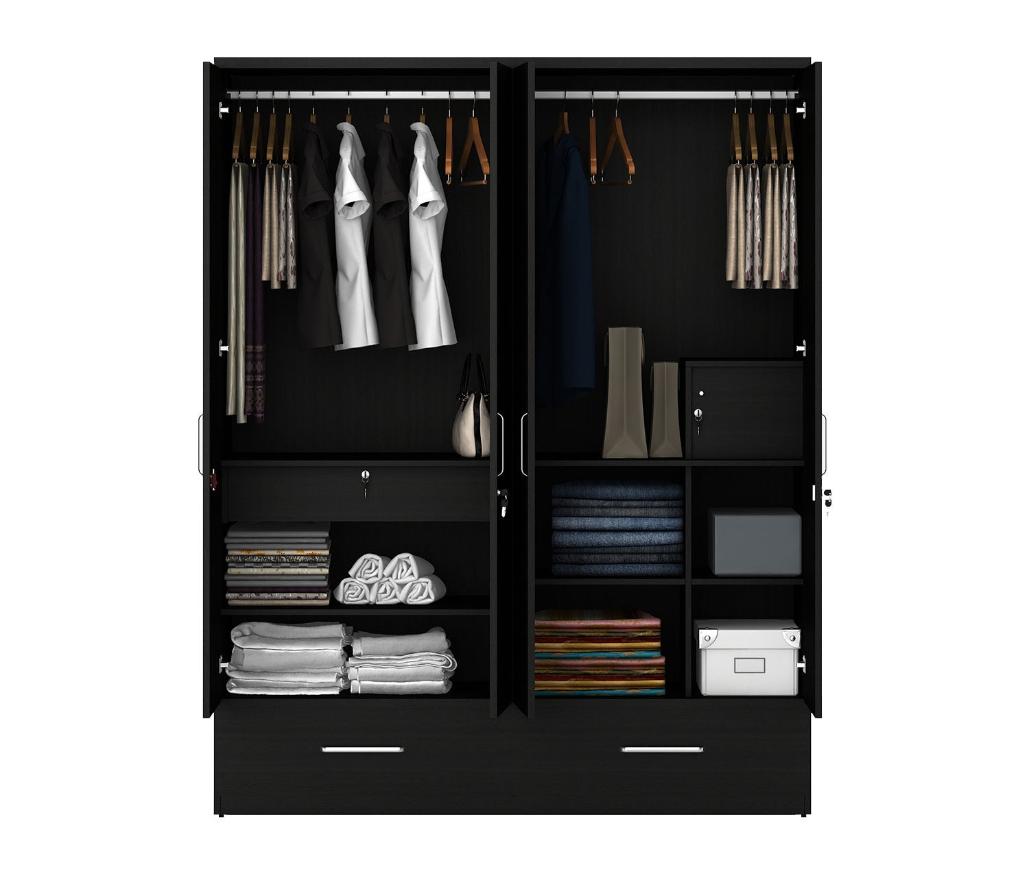 Kosmo Linden 4 Door Wardrobe with Mirror (Flowery Wenge Finish)