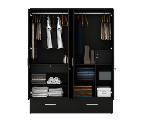 Kosmo Linden 4 Door Wardrobe with Mirror (Flowery Wenge Finish)