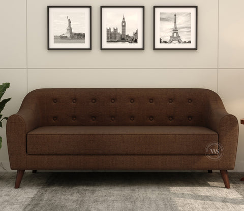 Sibert 3 Seater Fabric Sofa (Mocha Brown)