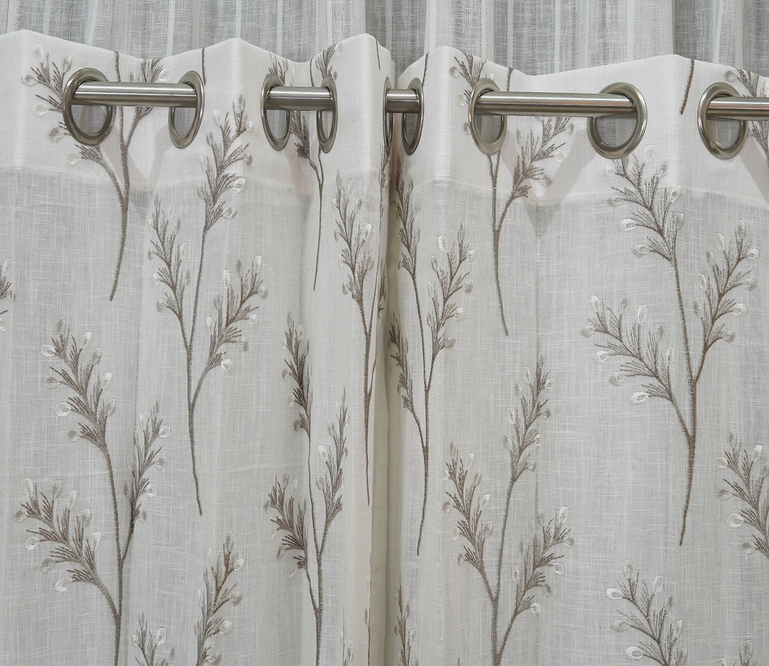 Leaflet Sheer Door Curtains Set of 2 (Grey, 7 Feet)