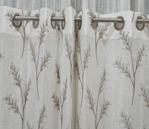 Leaflet Sheer Door Curtains Set of 2 (Grey, 7 Feet)