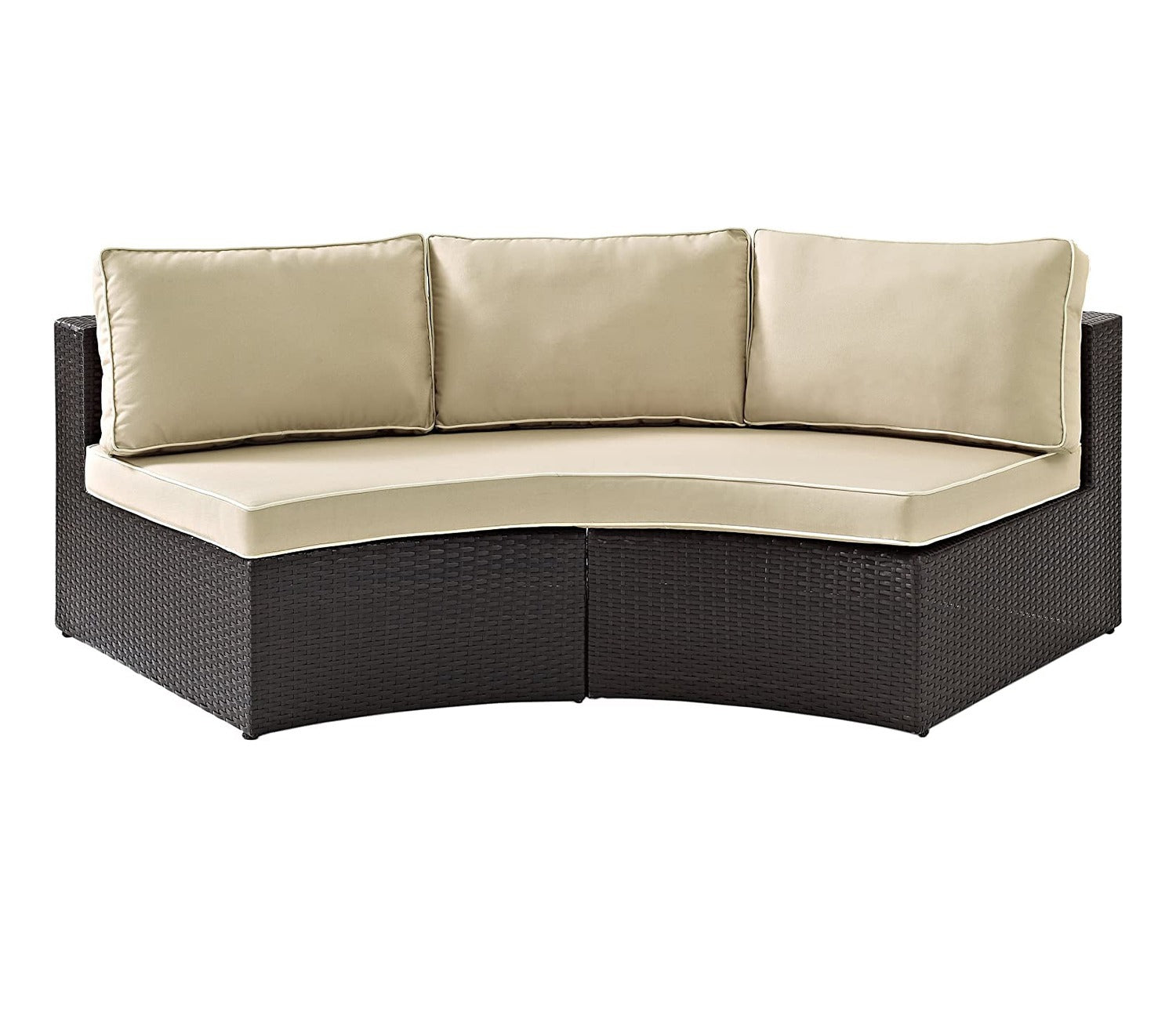 Dark Brown Rattan And Wicker 9 Seater Patio Set With Table And Cream Cushions