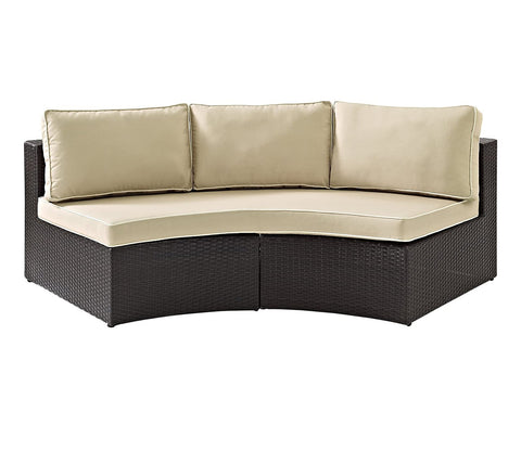Dark Brown Rattan And Wicker 9 Seater Patio Set With Table And Cream Cushions