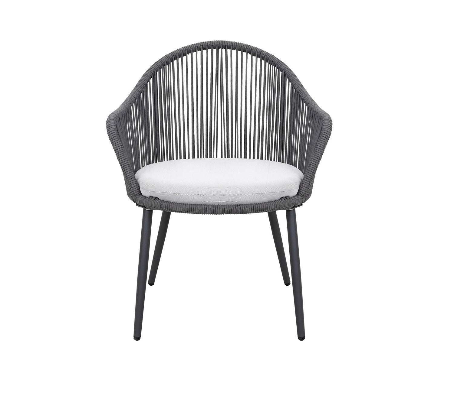 Dark Grey Rope 2 Seater Chair With Table And Off-White Cushions Balcony Sets