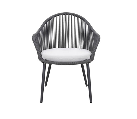 Dark Grey Rope 2 Seater Chair With Table And Off-White Cushions Balcony Sets